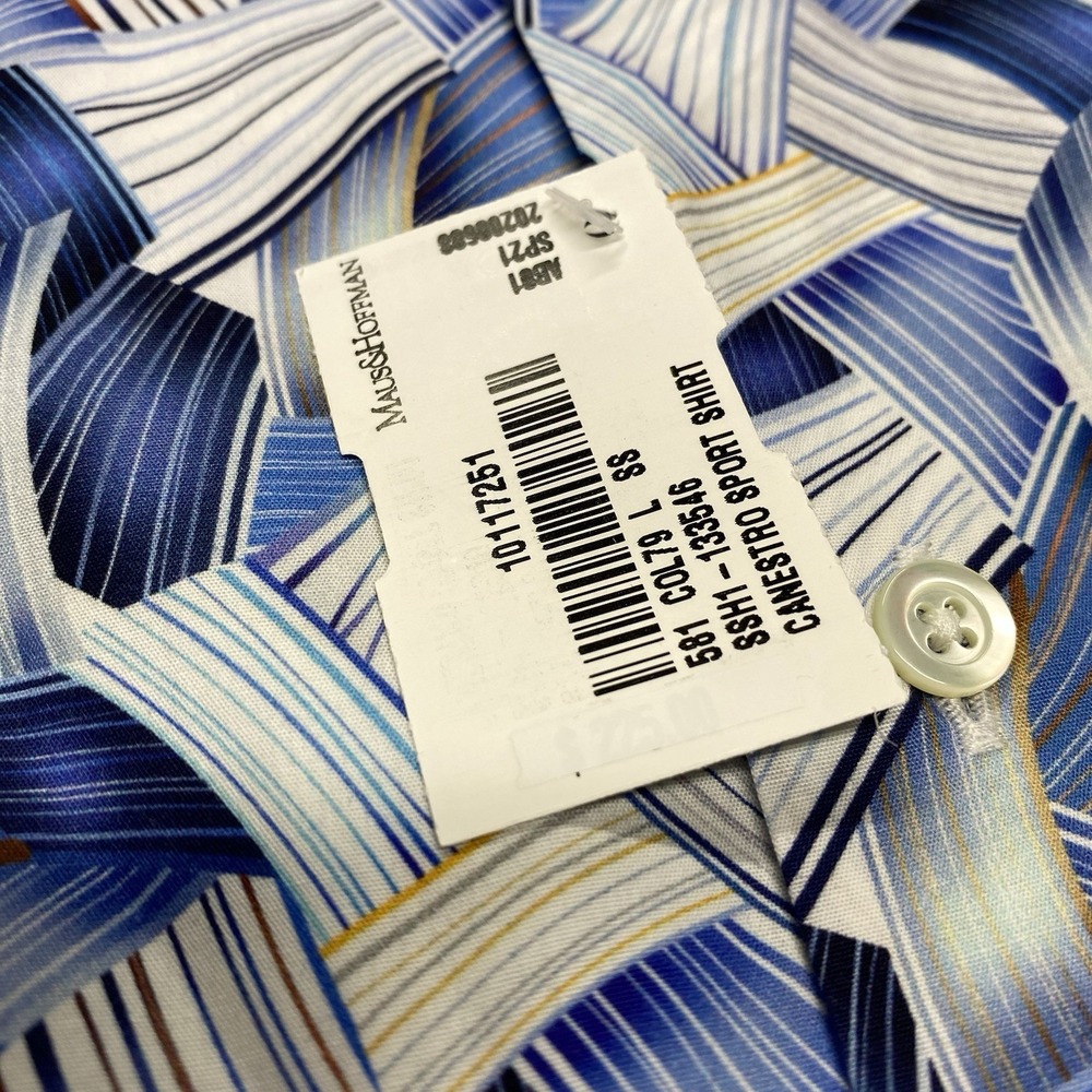 Solemare Maus & Hoffman Mens L Button Up Shirt All Over Print Abstract Short - Picture 4 of 14